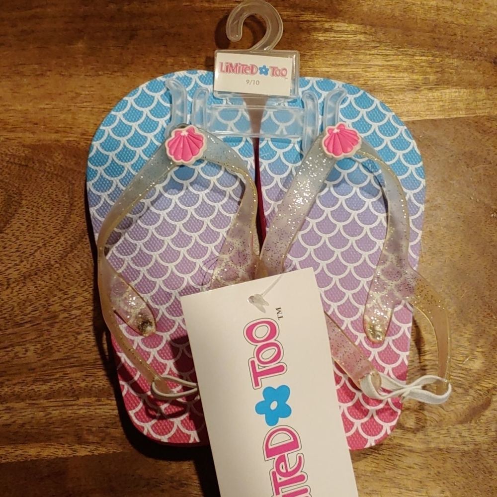 NWT 2/$15 Limited Too Mermaid Flip Flops Size 9/10